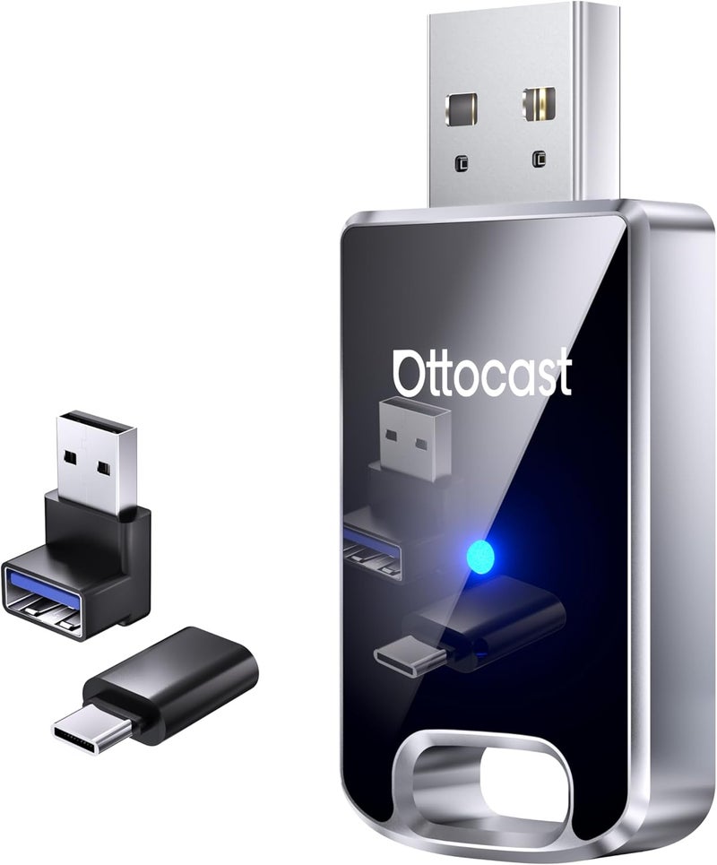 Ottocast Mini Edge 2025 Wireless Carplay Adapter & Android Auto Wireless Adapter for Apple iPhone Samsung Android Phone 2-in-1, USB Car Accessories, 5 GHz Wi‑Fi Bluetooth 5.0 Voice Control Plug & Play - Image 1